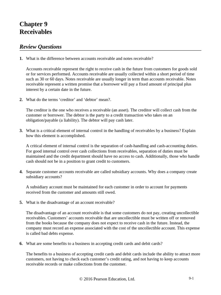 Chaper 9 Solutions To Students | PDF | Bad Debt | Debits And Credits