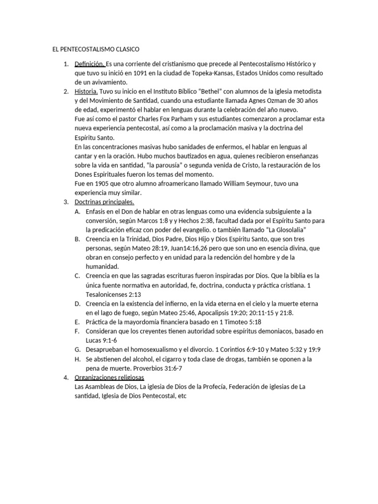 Historia y Doctrina del Pentecostalismo | PDF | Pentecostalismo ...