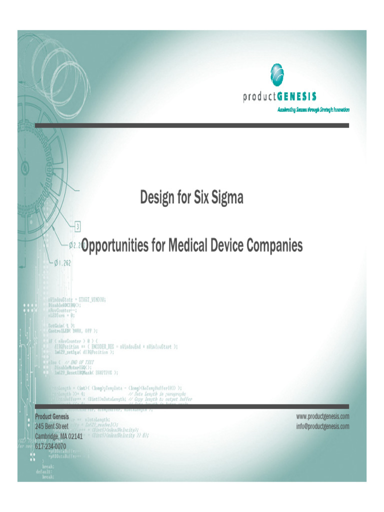 Design for Six Sigma in Medical Devices | PDF