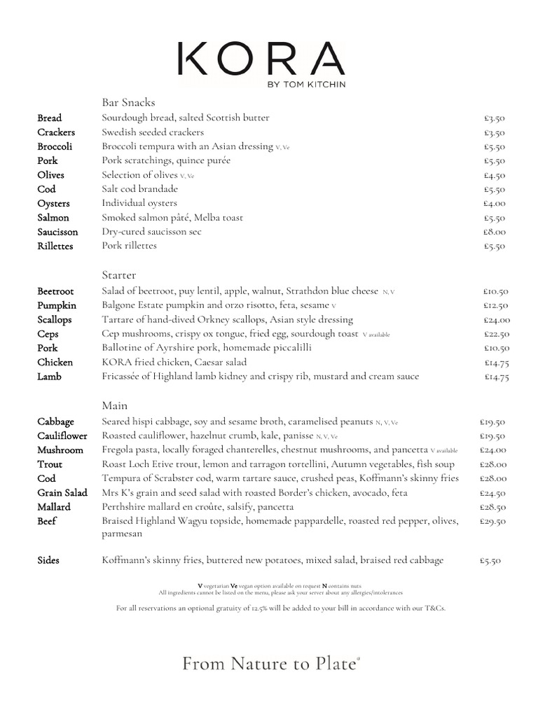 Kora Restaurant Menu Overview | PDF | Salad | Pancake