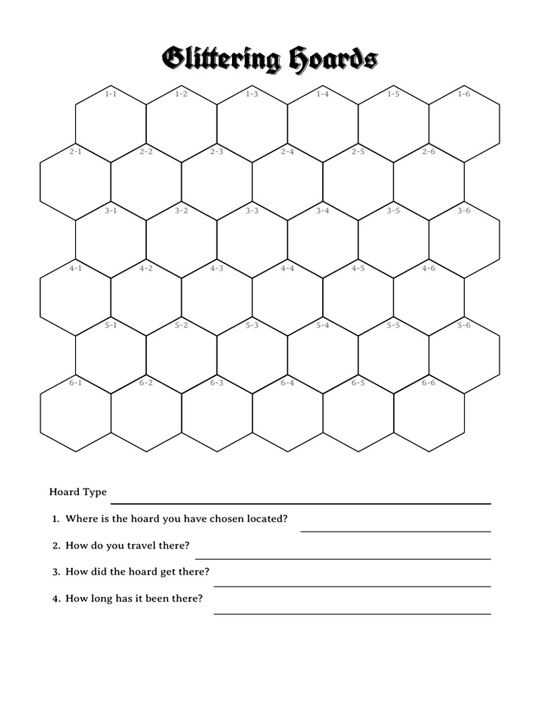 Glittering Hoards Worksheet The Sealed Library Old School Revival | PDF