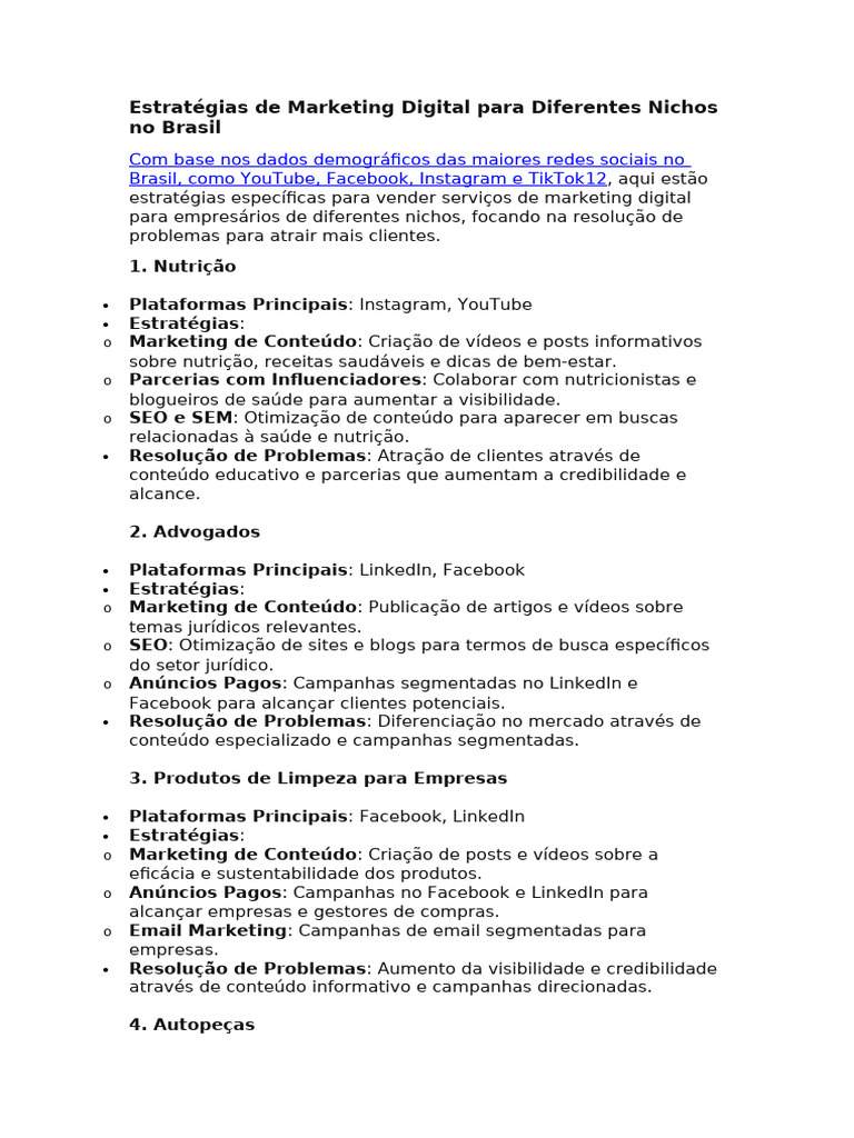 Estratégias de Marketing Digital para Diferentes Nichos | PDF ...