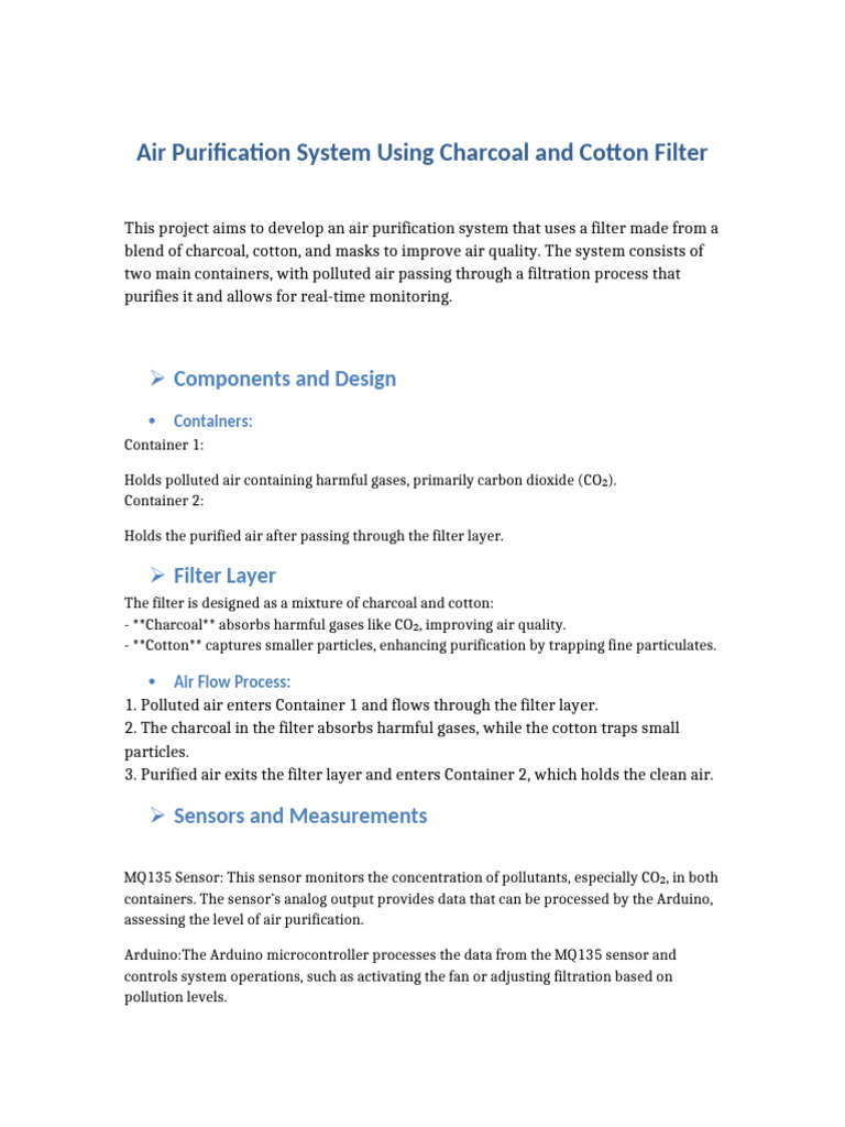 Charcoal-Cotton Air Purification System | PDF | Filtration | Water ...
