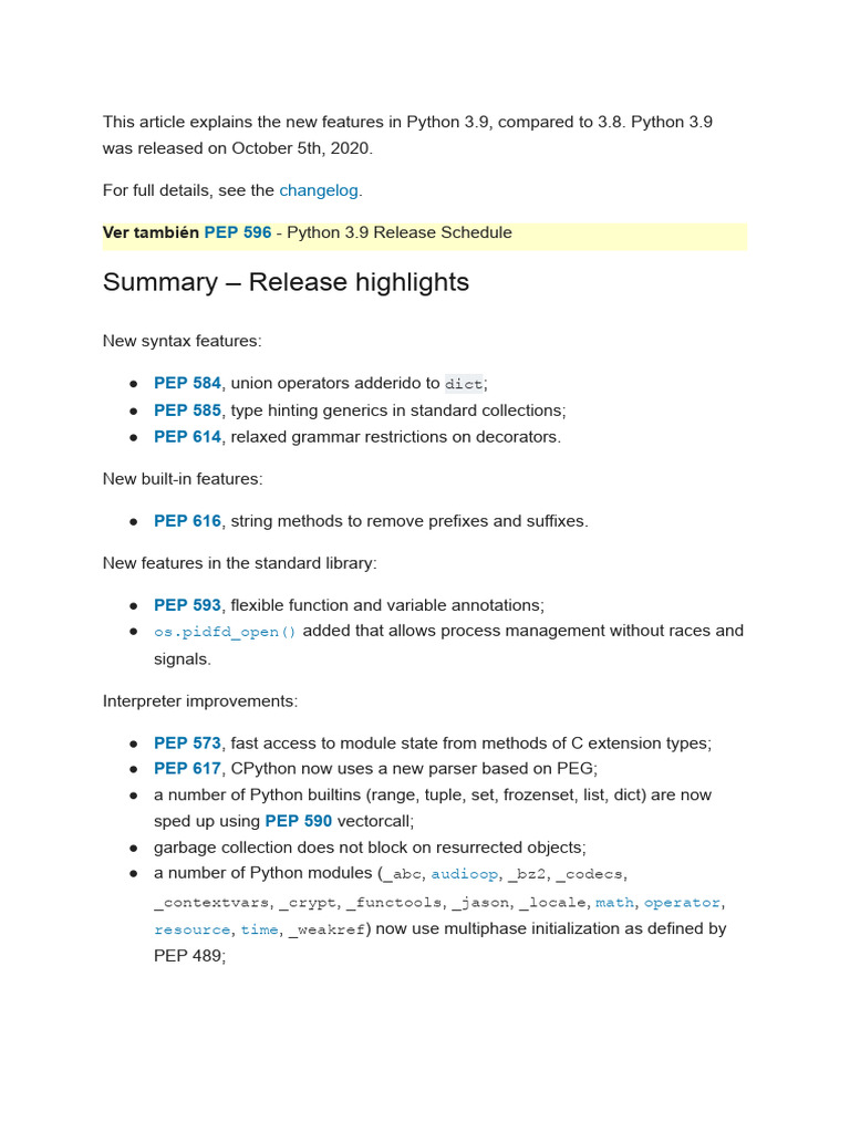 Python 3.9 Features for Developers | PDF | Python (Programming Language ...
