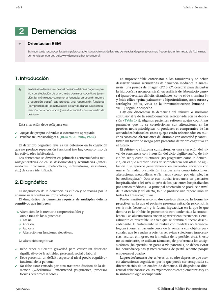 Diagnóstico y Tipos de Demencias | PDF | Demencia | Enfermedad de Alzheimer