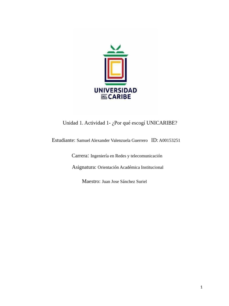 Unidad 1.actividad 1 | PDF | Crecimiento personal y profesional