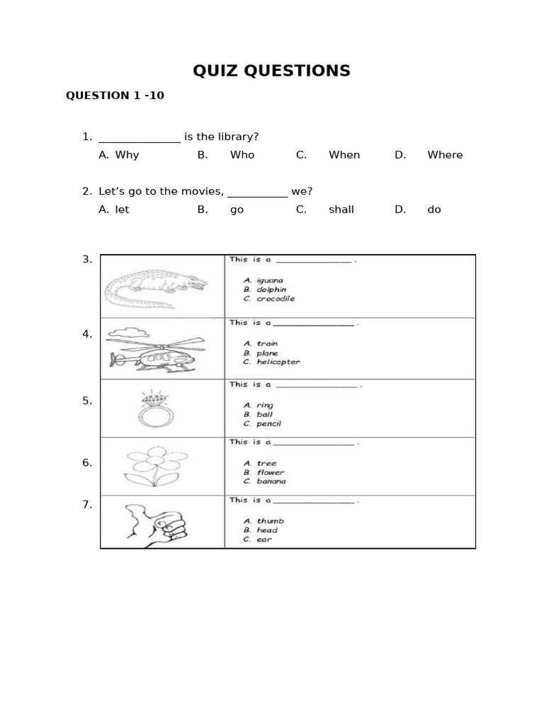 English Quiz Questions for Beginners | PDF | Art