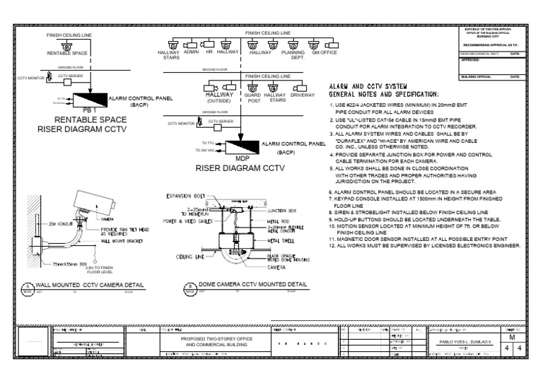 Alarm Control Panel and CCTV Riser Diagram | PDF | Closed Circuit ...