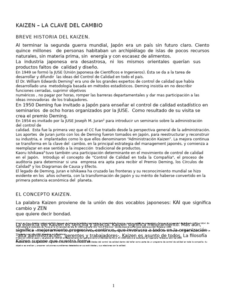 Kaizen La Clave Del Cambio | PDF | Calidad (comercial) | Lean Manufacturing