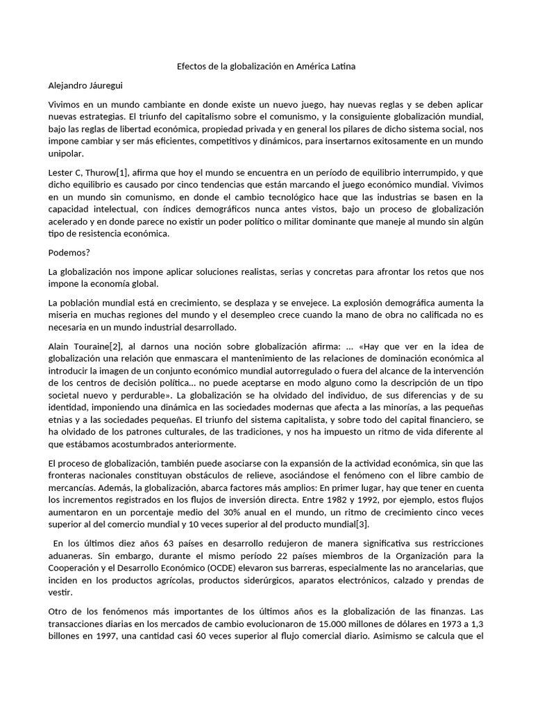 Impacto de la Globalización en América Latina | PDF | Globalización ...