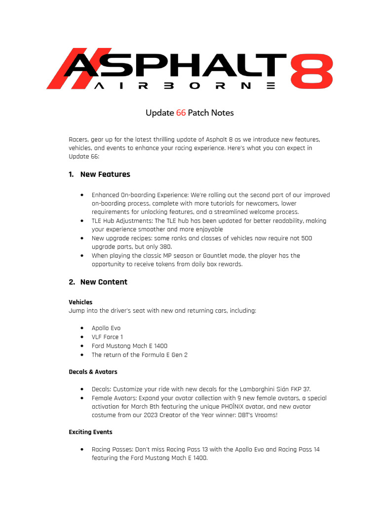 Update Patch Notes: 1. New Features | PDF | Vehicles | Automotive Industry
