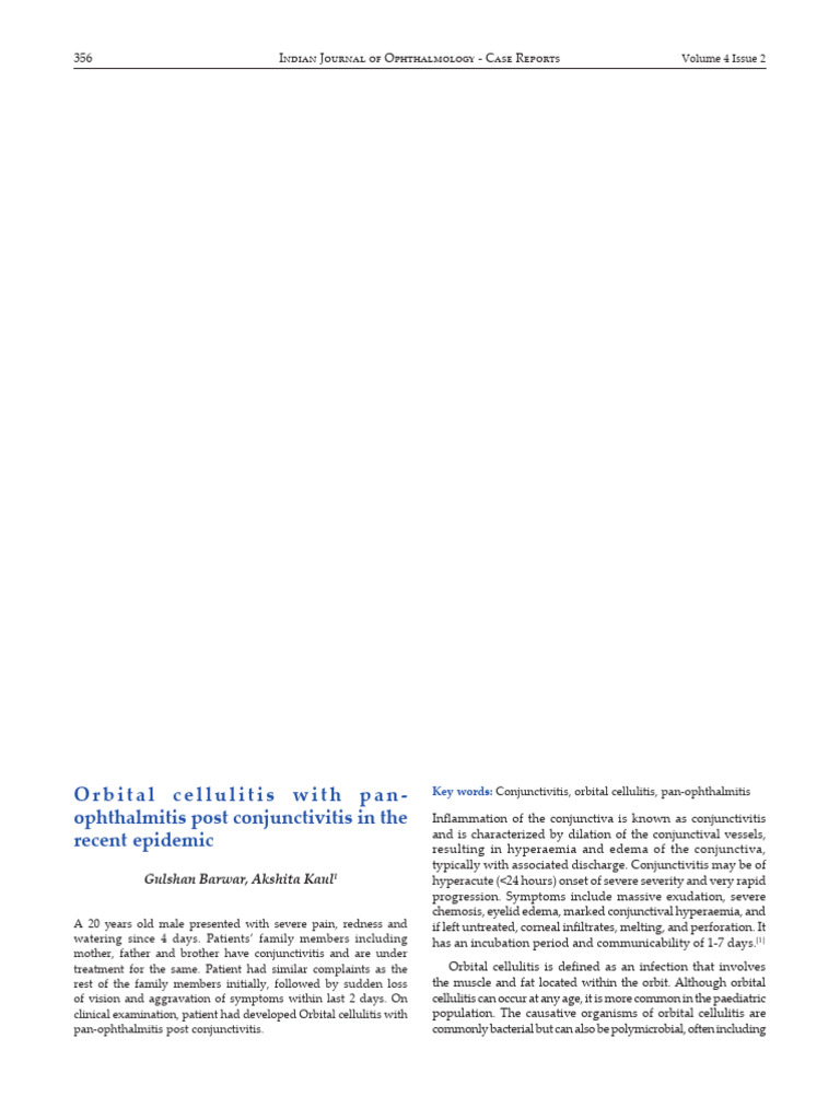 Orbital Cellulitis Post Conjunctivitis Case | PDF | Medical Statistics ...
