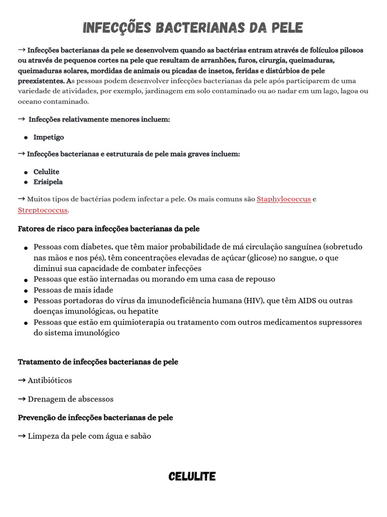 Infecções Bacterianas Da Pele PDF | PDF | Infecção | Microbiologia