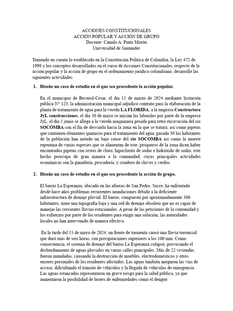 Acciones Constitucionales en Colombia | PDF | Ciencia y matemáticas