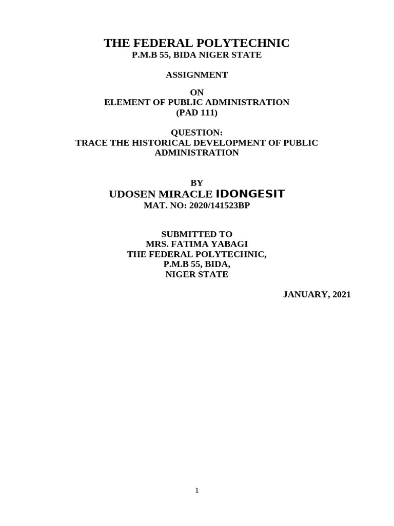 Historical Development of Public Administration | PDF | Public ...