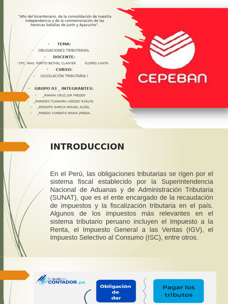Obligaciones Tributarias en Perú | PDF | Impuestos | Pagos