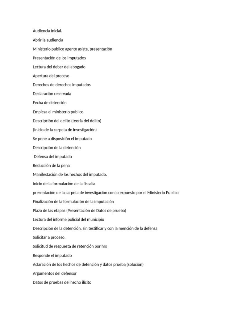 Proceso de Audiencia Inicial en Juicio Penal | PDF | Derecho