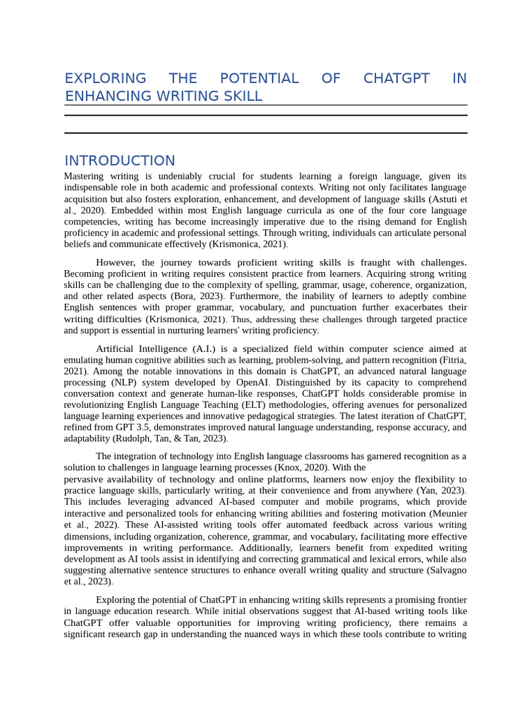 Enhancing Writing Skills with ChatGPT | PDF | Learning | Artificial ...