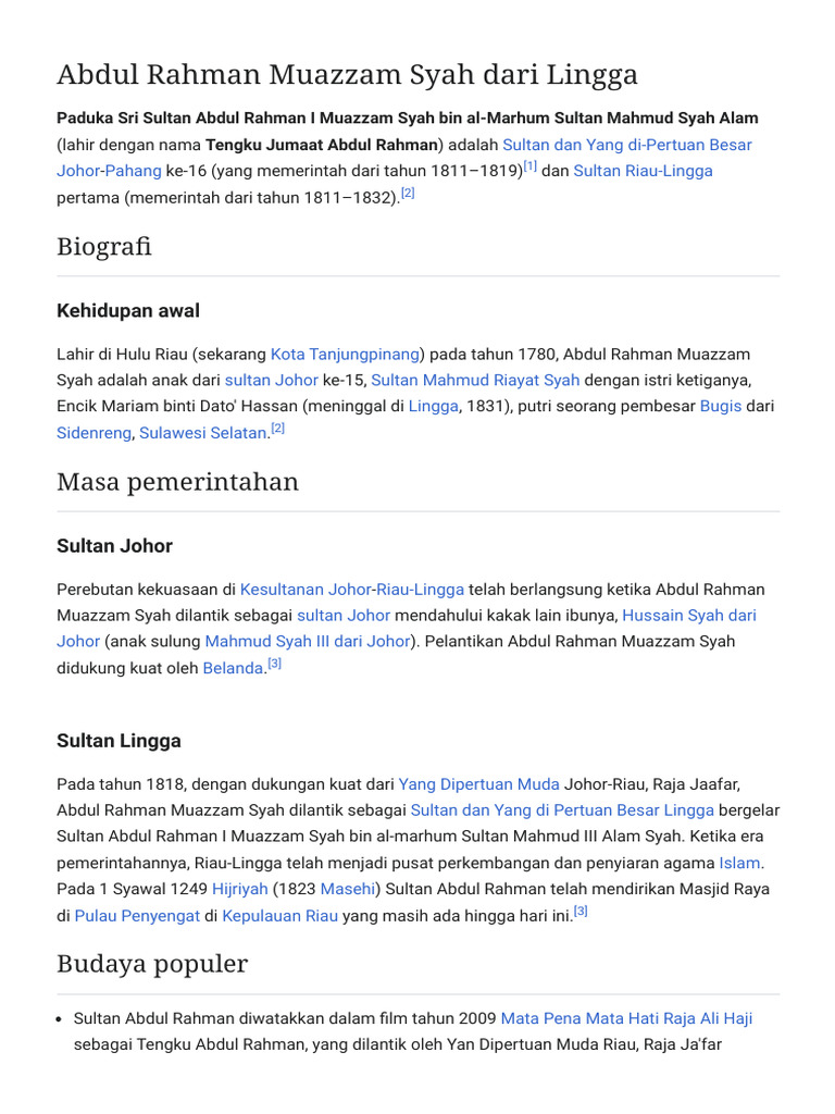 Abdul Rahman Muazzam Syah Dari Lingga - Wikipedia Bahasa Indonesia ...
