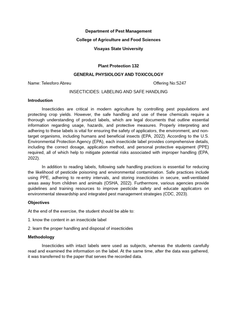 Insecticide Labeling & Safe Handling Guide | PDF | Pest Control | Pesticide