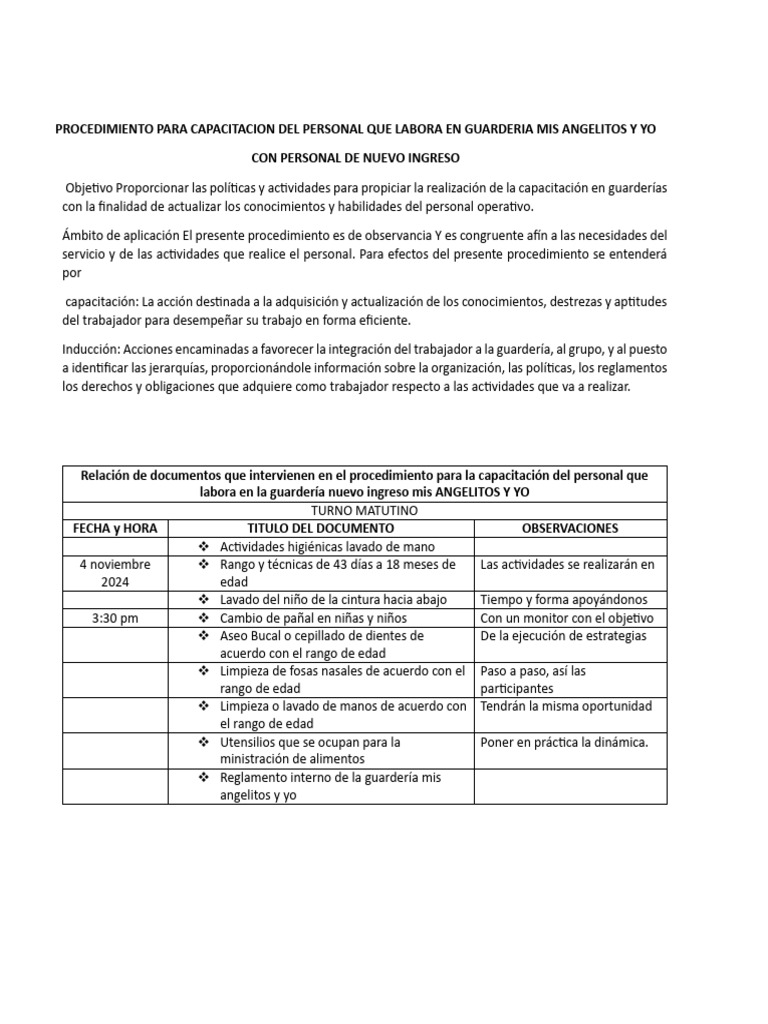 Capacitacion Del Personal 2 | PDF | Cuidado de los niños