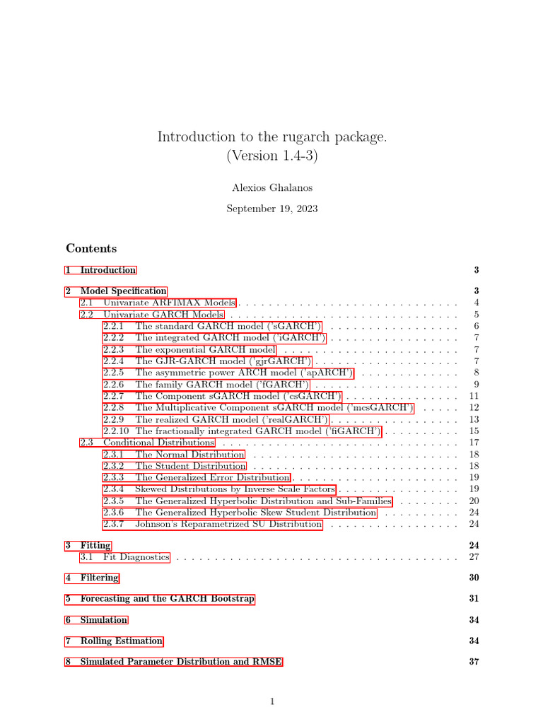 Overview of the rugarch Package | PDF | Normal Distribution ...