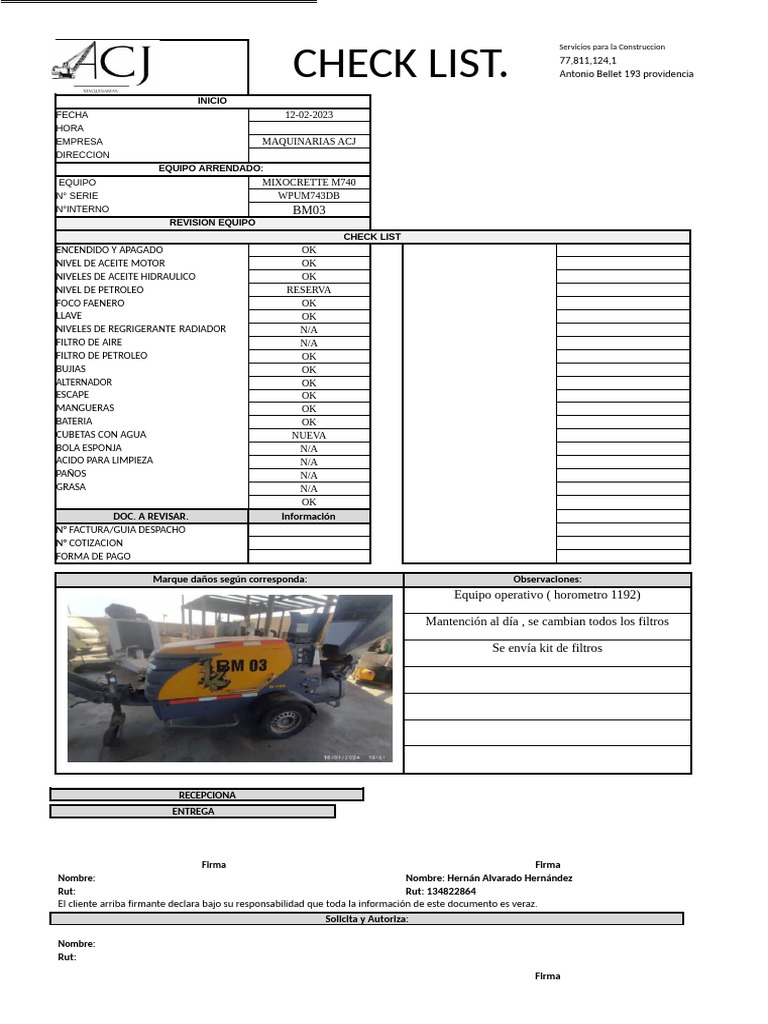 Check List de Mantenimiento de Equipos | PDF