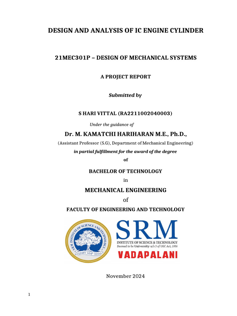 IC Engine Cylinder Design & Analysis | PDF | Internal Combustion Engine ...