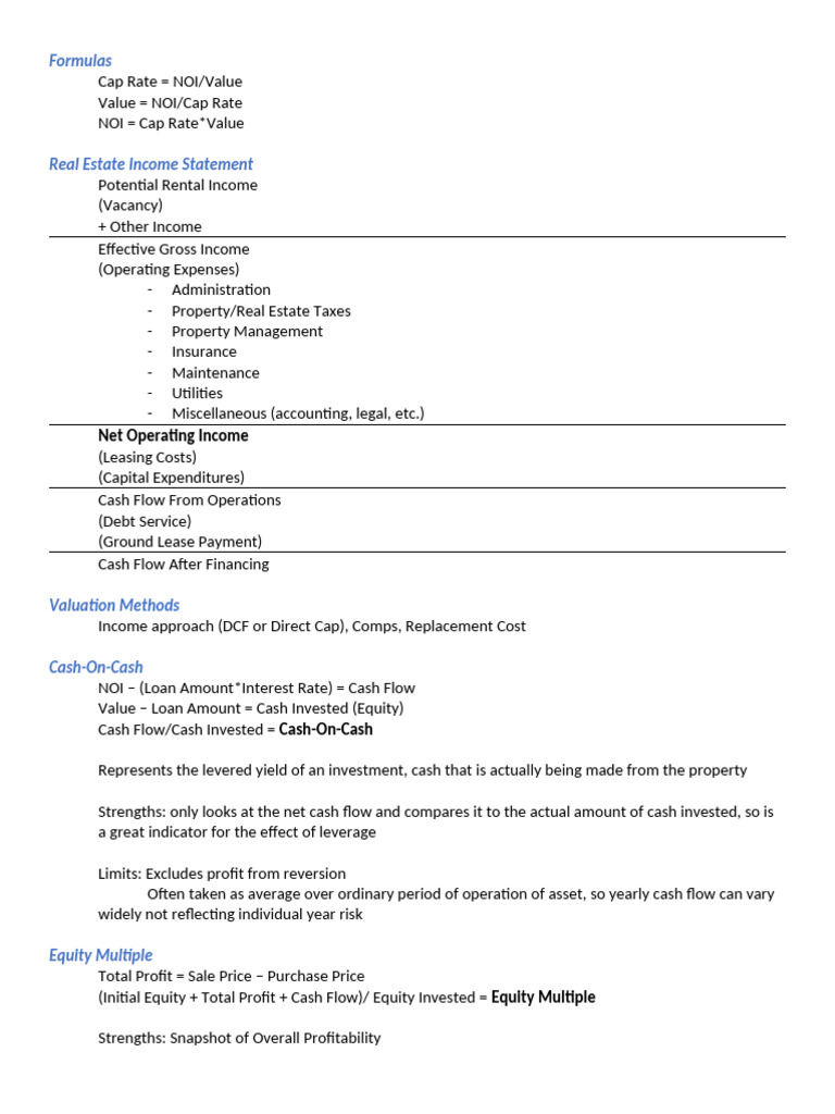 Real Estate Interview Notes | PDF | Discounted Cash Flow | Business