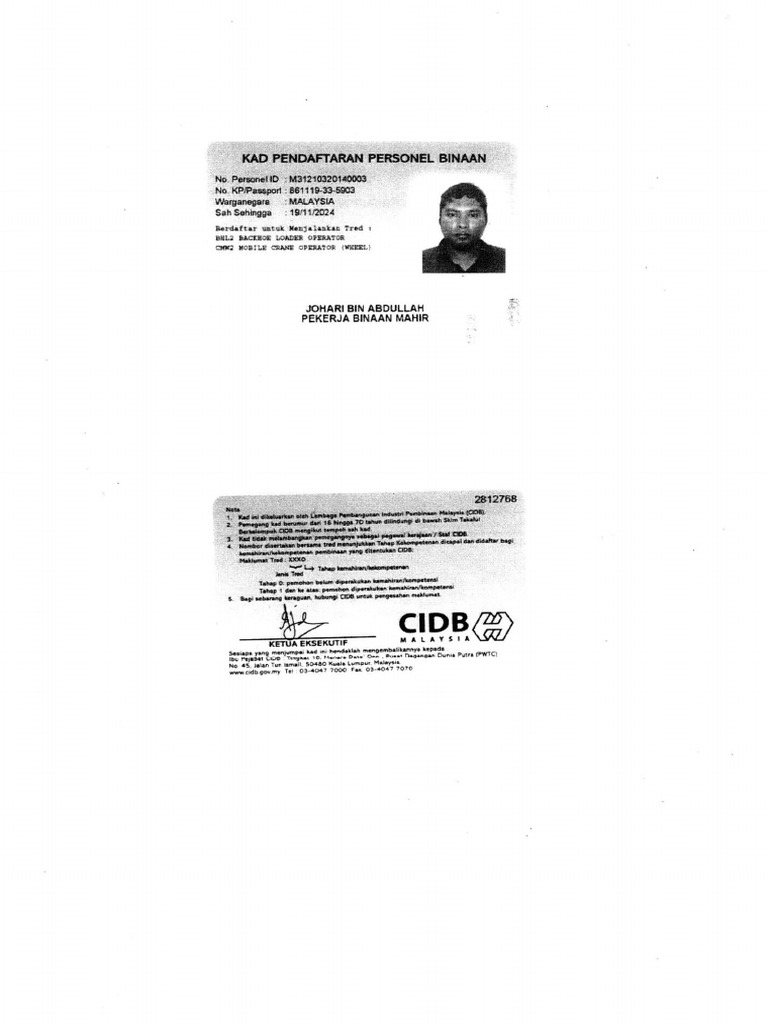 Crane Operator CIDB | PDF