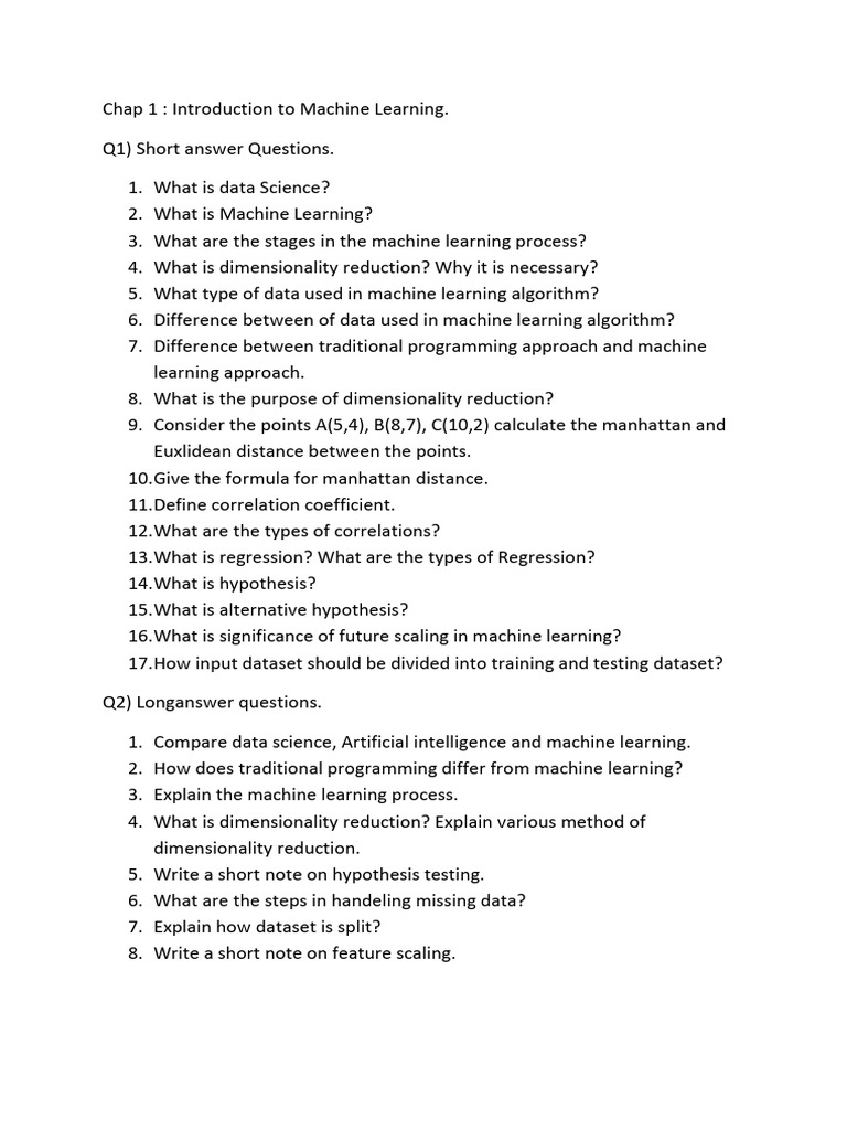 Chap 1 Assignment Introduction To Machine Learning | PDF | Career ...