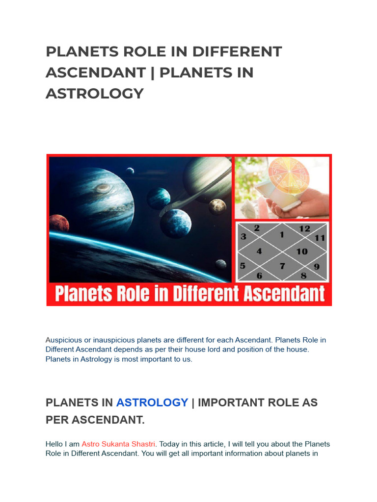 Planets' Influence by Ascendant in Astrology | PDF | Planets In ...