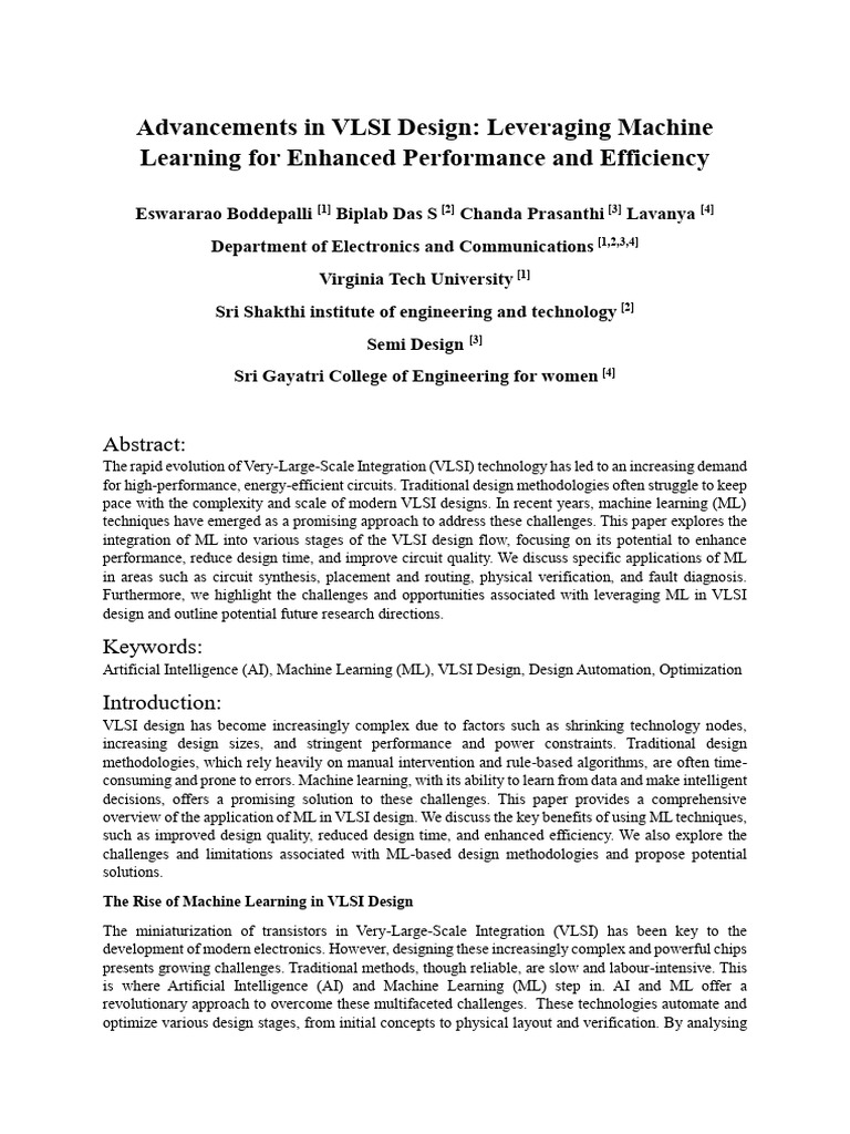 Advancements in VLSI Design: Leveraging Machine Learning For Enhanced ...