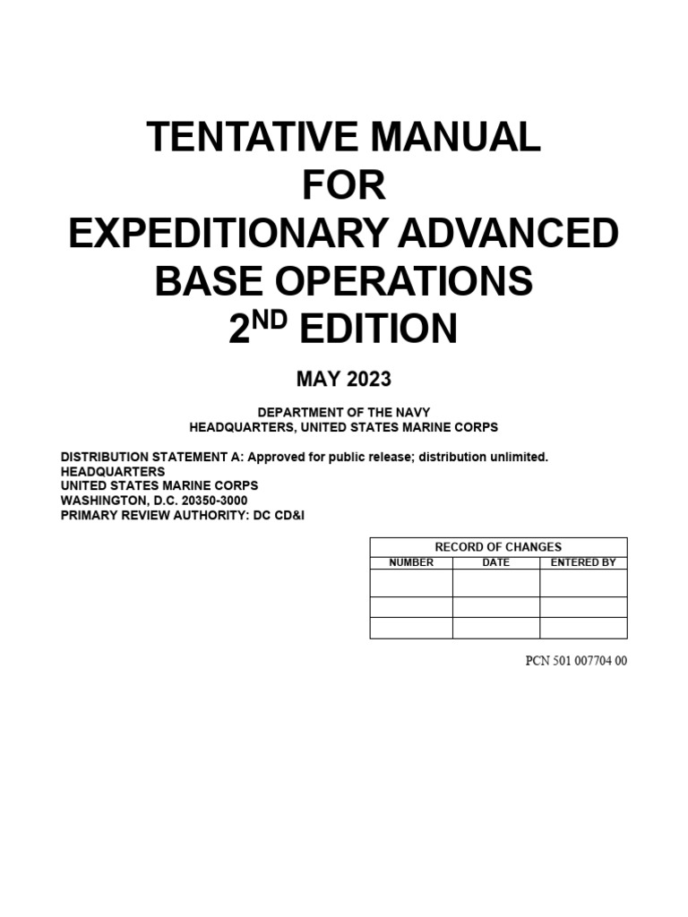 Expeditionary Advanced Base Operations Manual | PDF | United States ...