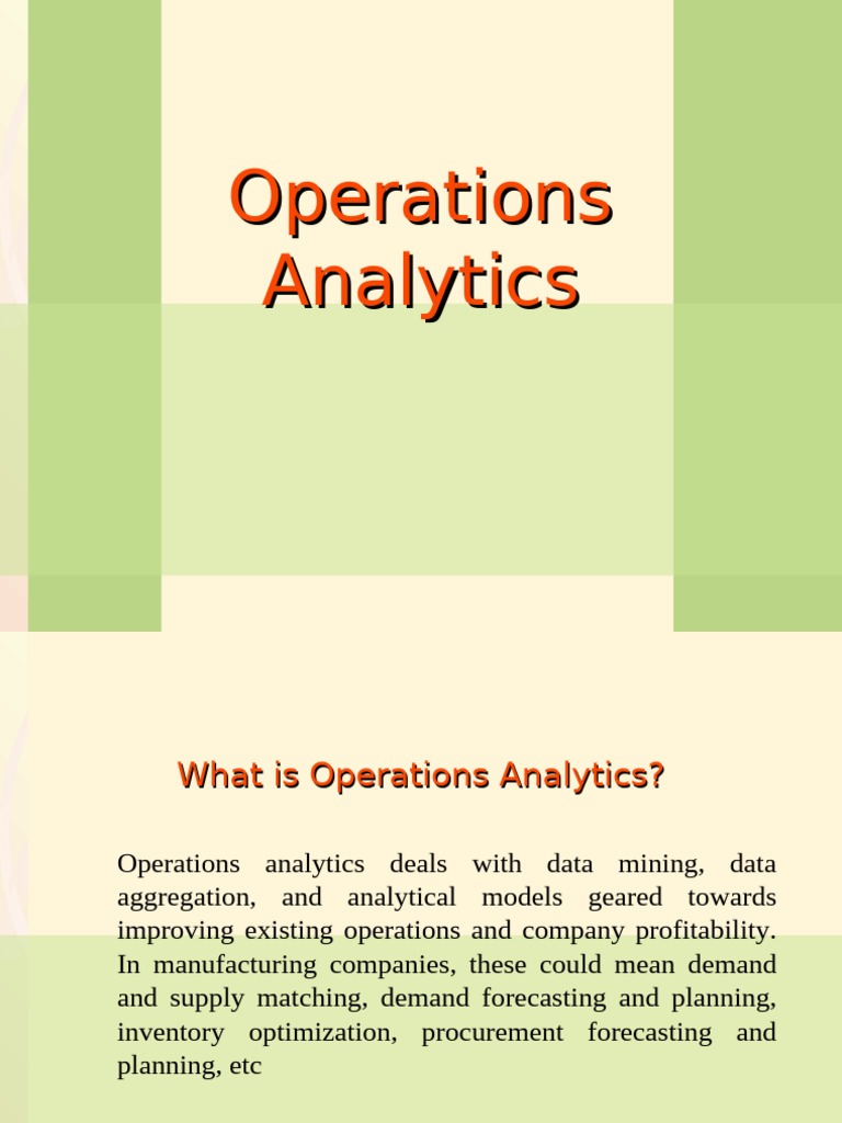 Operations Management Overview and Analytics | PDF | Operations ...