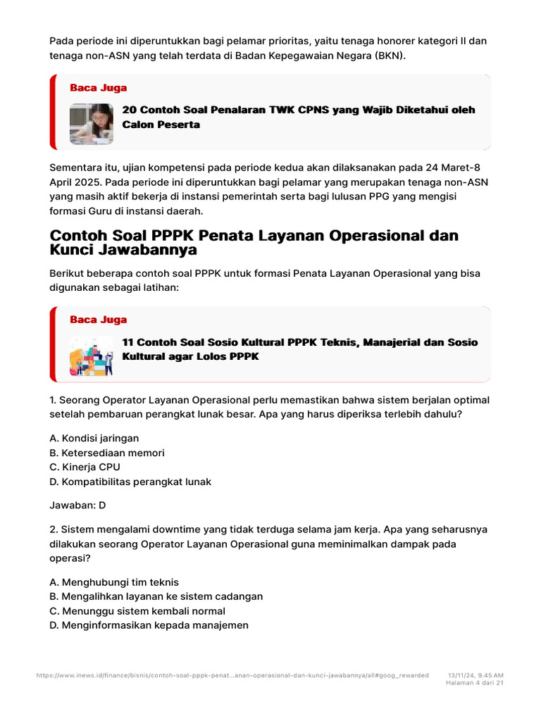 25 Contoh Soal PPPK Penata Layanan Operasional Dan Kunci Jawabannya ...