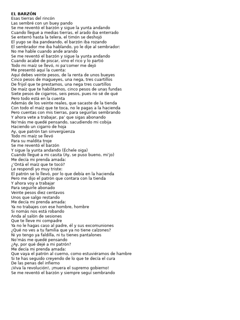 Letra del corrido 