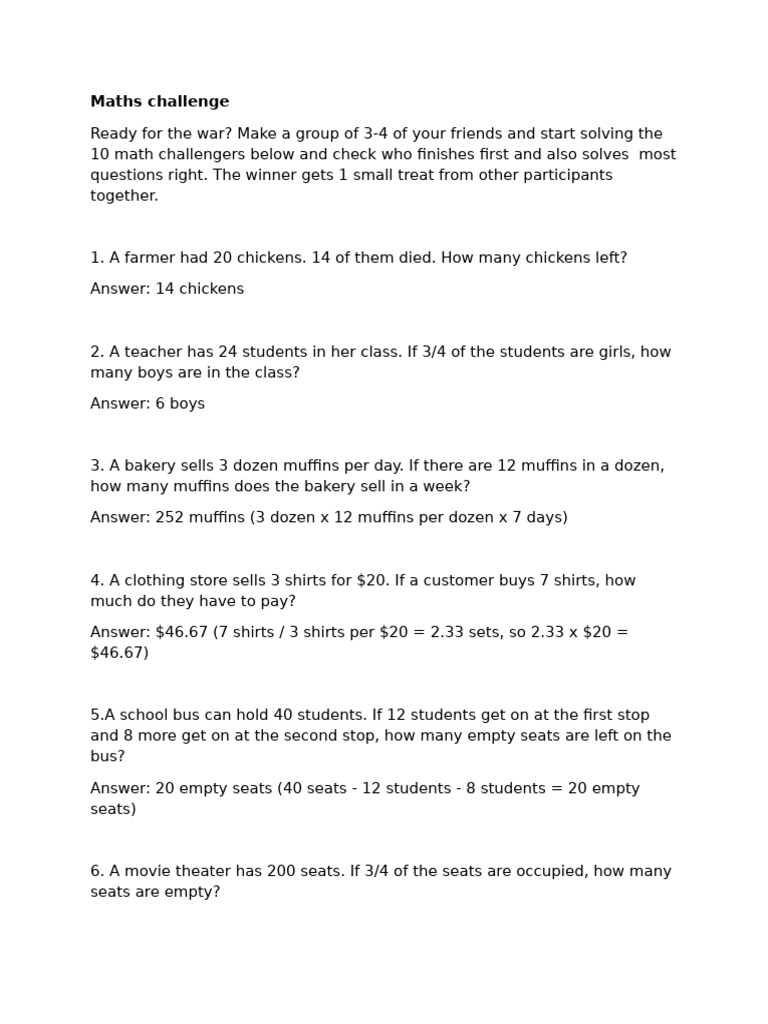 Maths quiz pdf fee salad
