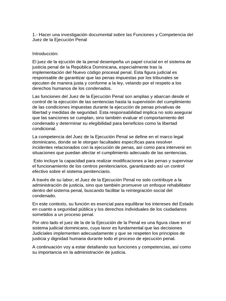 Funciones del Juez de Ejecución Penal | PDF | Ley procesal | Demanda ...