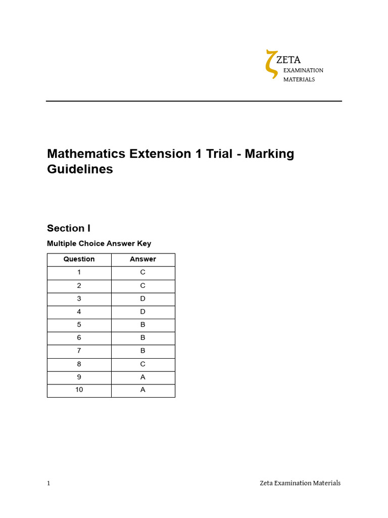 Zeta Mathematics Trial Marking Guide | PDF | Mathematical Objects ...