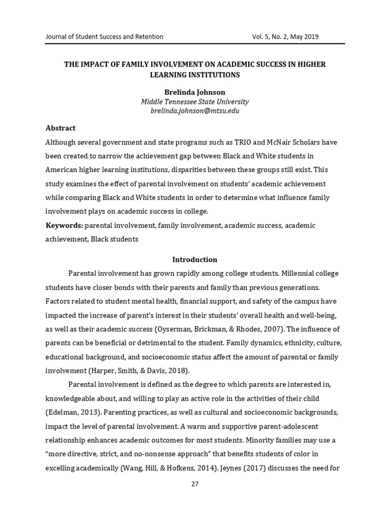 Family Involvement's Role in Academic Success | PDF | Socioeconomic ...