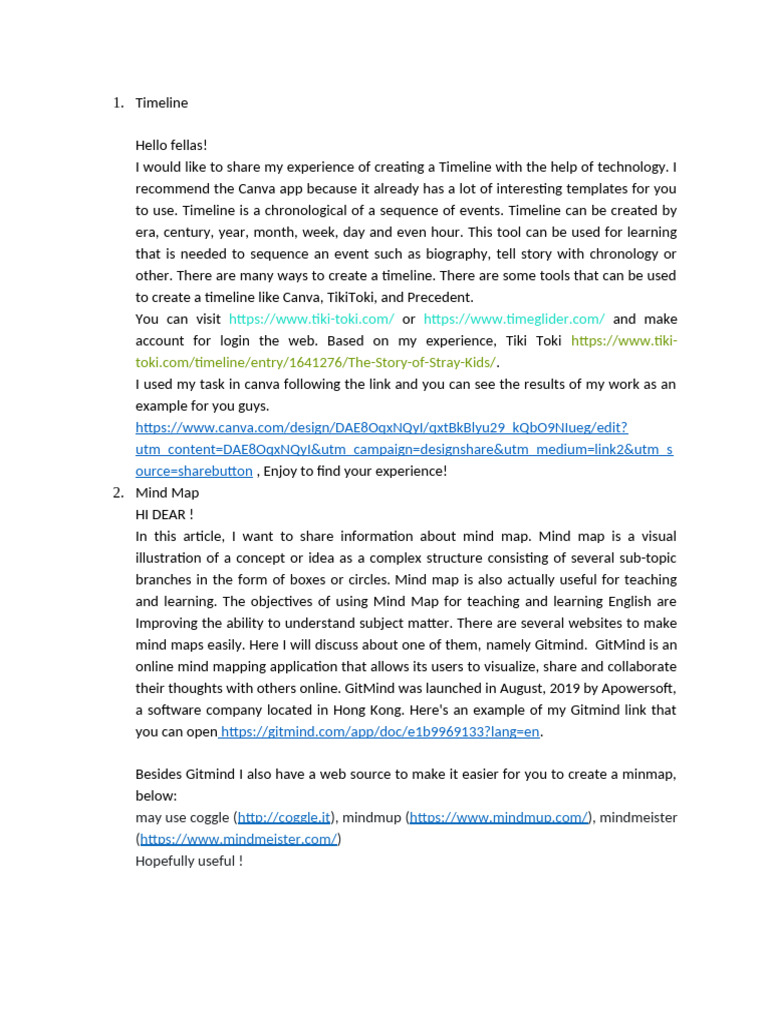 Creating Timelines and Mind Maps Online | PDF | Blog | Lesson Plan