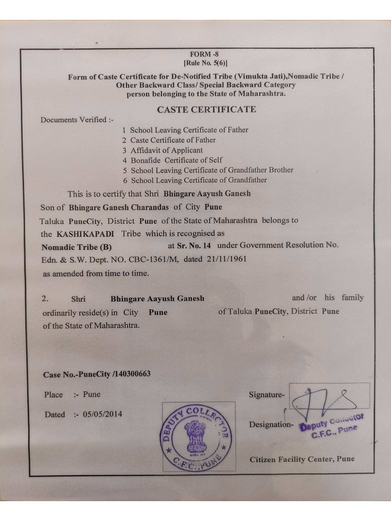 Ayush Cast Certificate | PDF