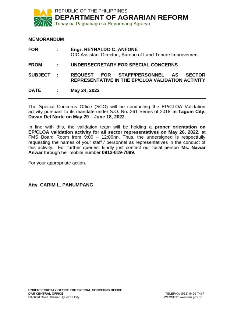 Memo DAVAO Del NOrte | PDF | Business