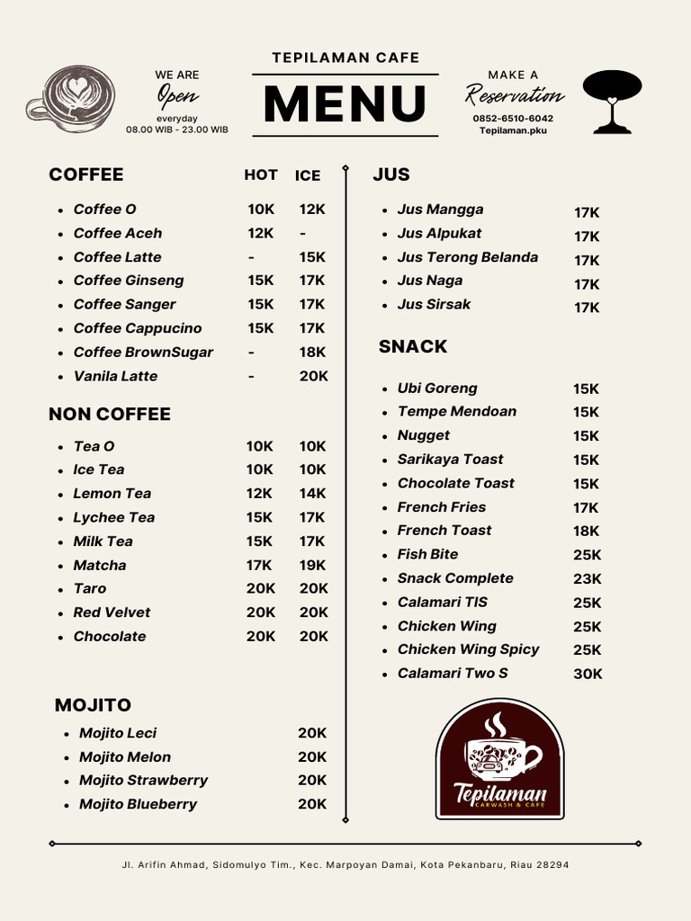 Tepilaman Cafe Menu Overview | PDF | Foods | Cuisine