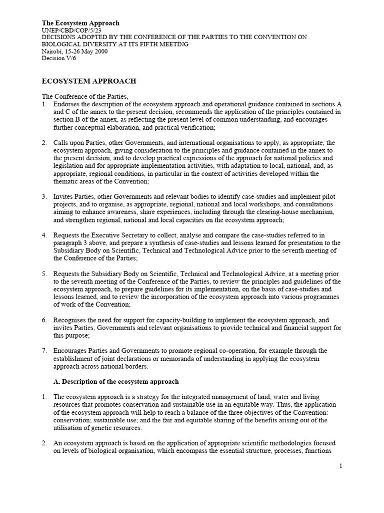 Ecosystem Approach Guidelines and Principles | PDF | Biodiversity ...