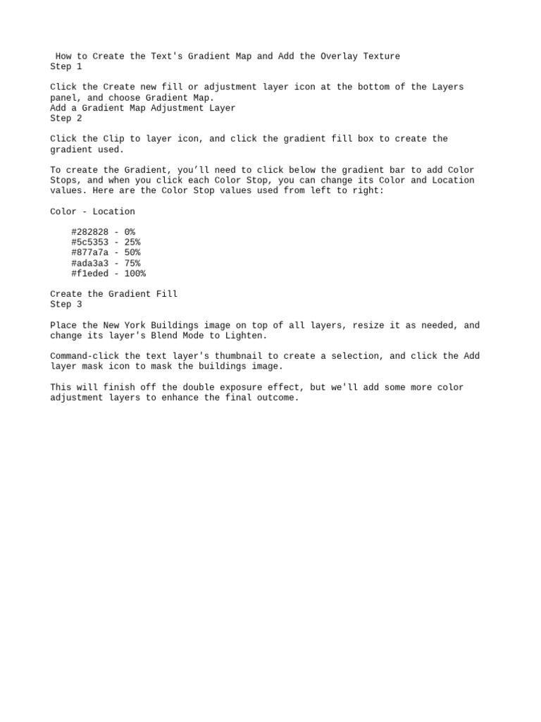 How To Create The Text's Gradient Map and Add The Overlay Texture | PDF ...