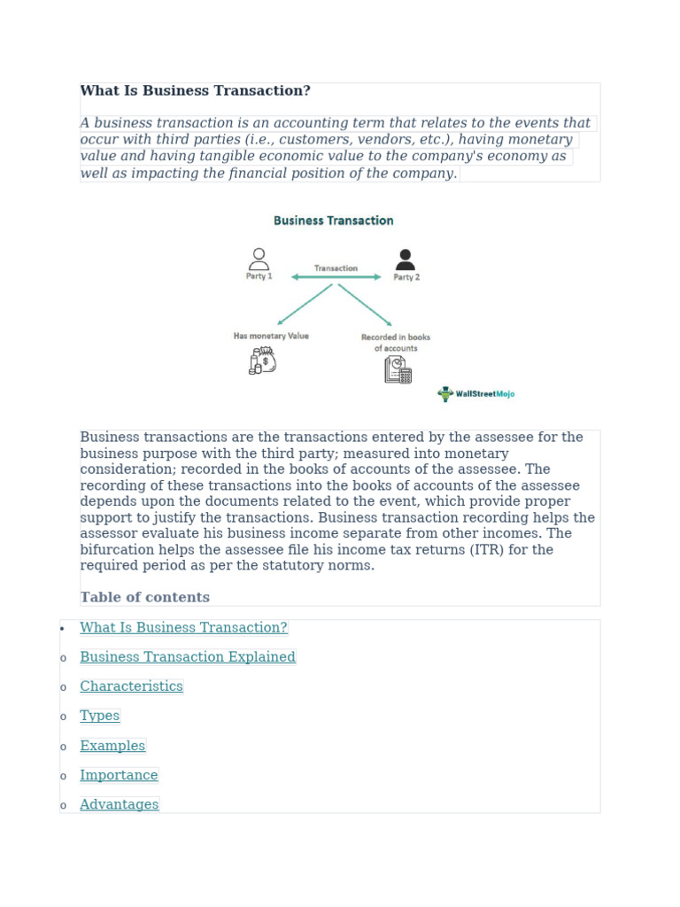 What Is Business Transaction? | PDF | Debits And Credits | Financial ...