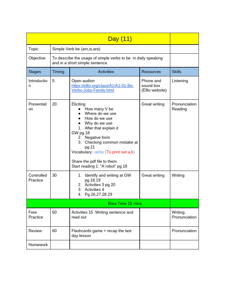 Week | PDF | Vocabulary | Verb