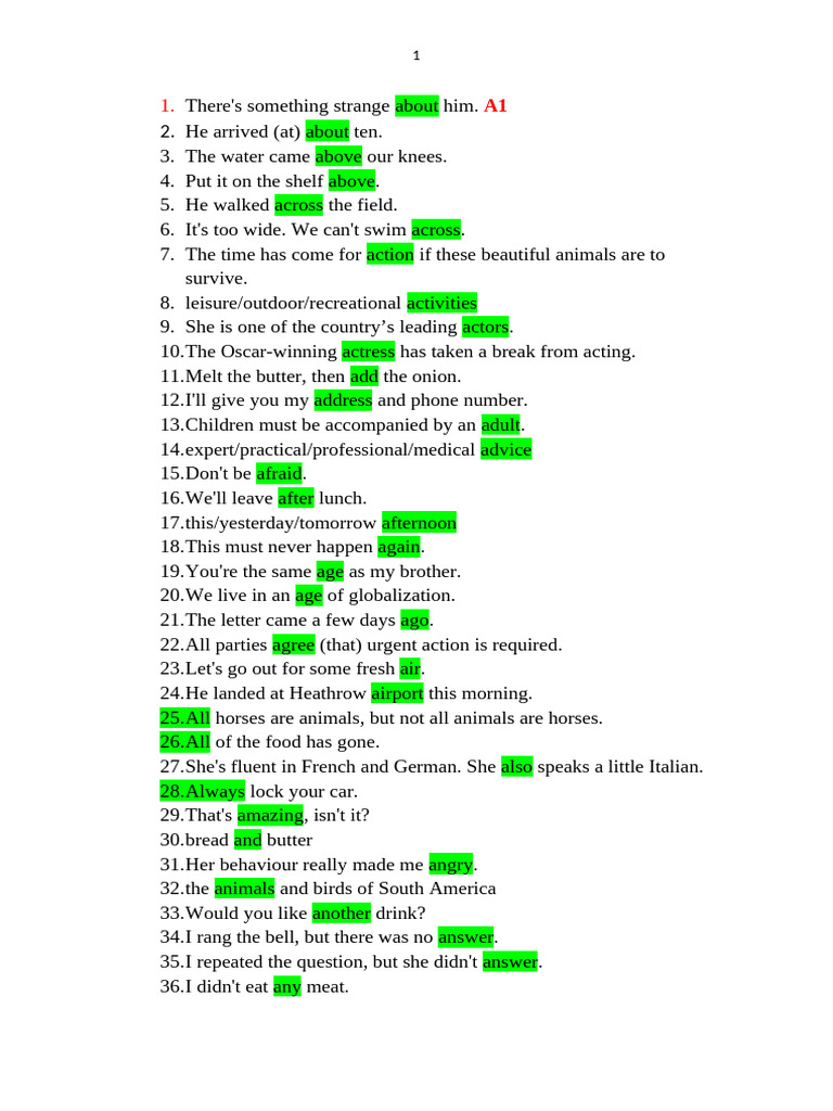 5000 Words' Sentences | PDF